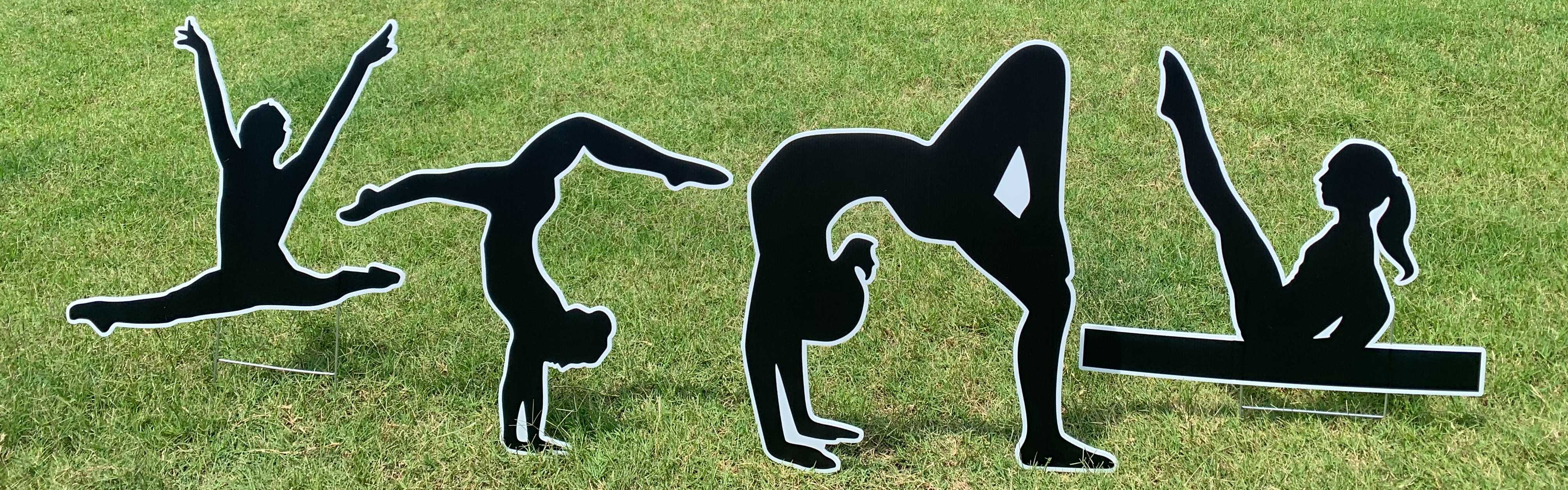 Yard card sign collection silhouette gymnastics Yard card sign collection silhouette gymnastics