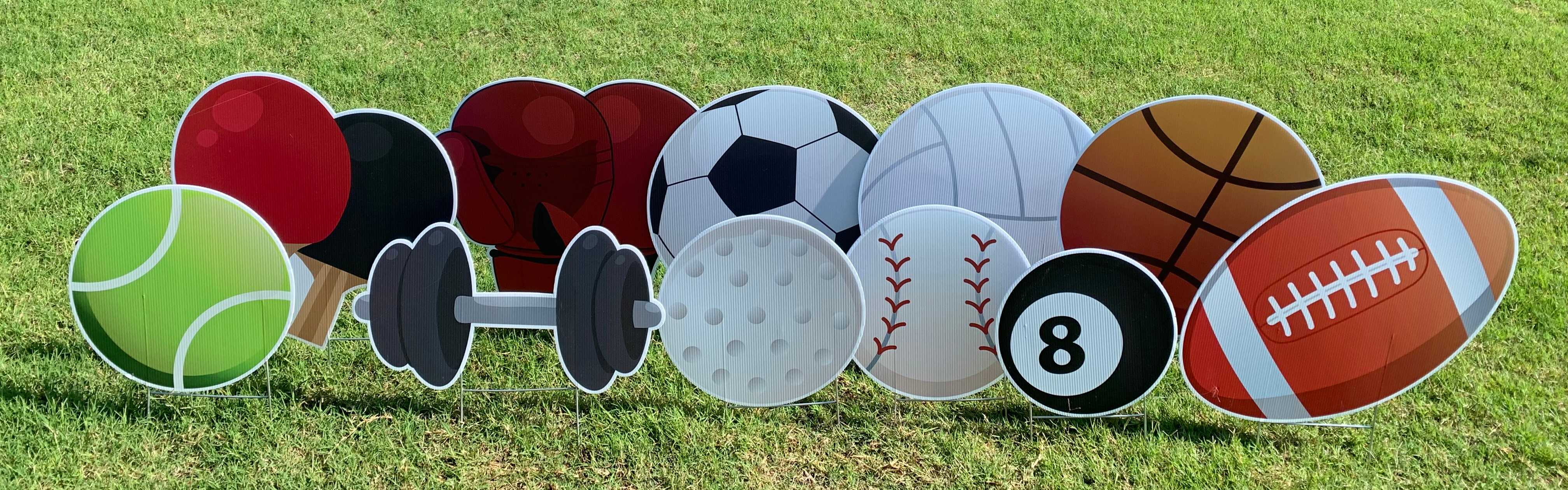 Yard card sign collection ball sports Yard card sign collection ball sports