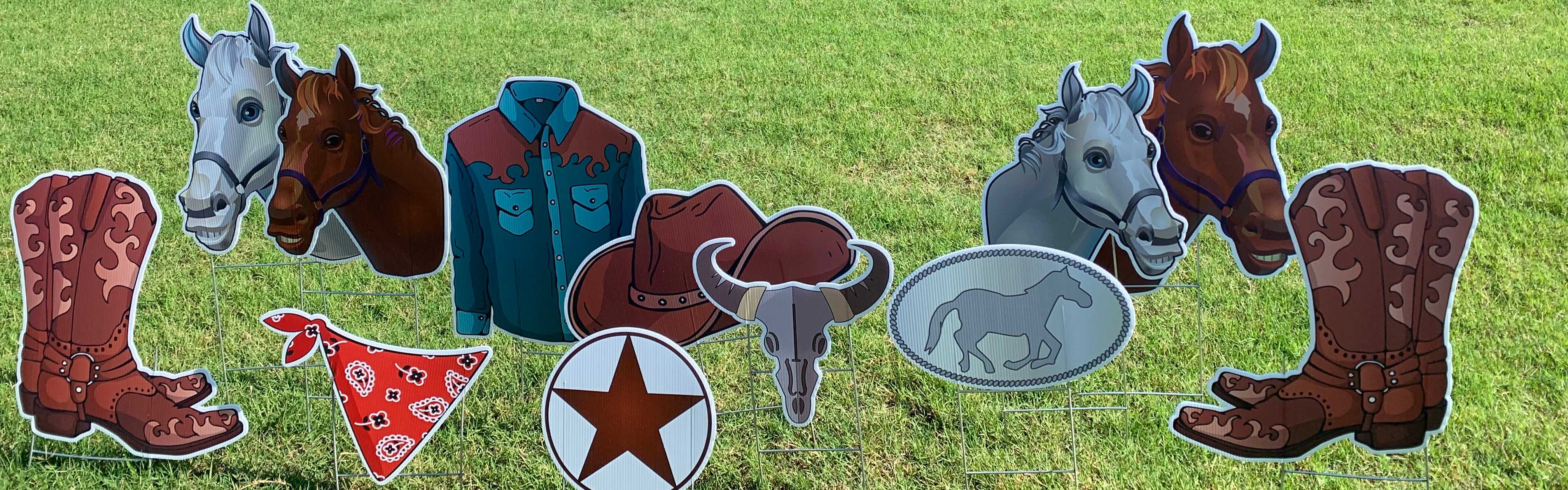 Yard card sign collection horses cowboy Yard card sign collection horses cowboy