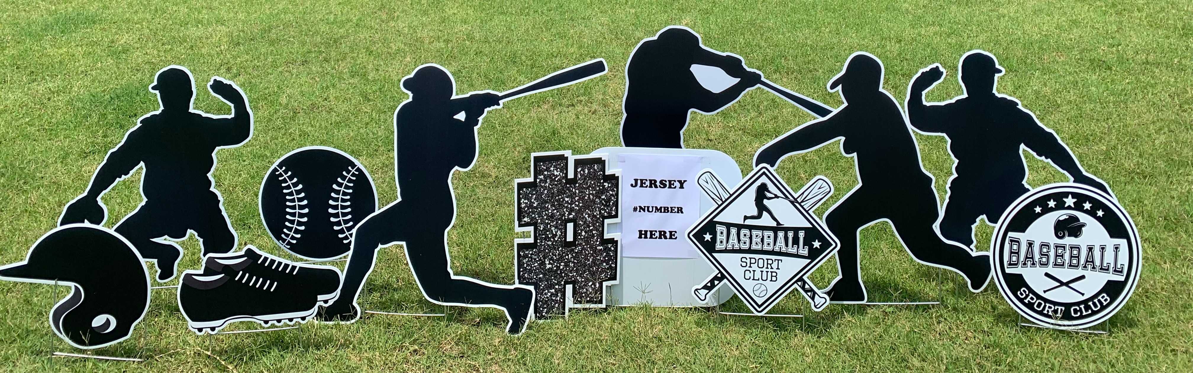 Yard card sign collection silhouette baseball Yard card sign collection silhouette baseball